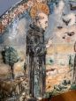 Placca antica in maiolica raffigurante San Francesco d'Assisi, dei primi del '900