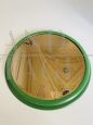 Specchio vintage rotondo in legno massello color verde