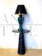 Lampada da tavolo in ceramica smaltata verde, Italia anni '70