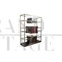 Grande libreria in ottone e legno