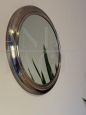 Specchio vintage rotondo con cornice in metallo, Italia anni ’70