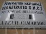 Targa in metallo Fédération Nationale des Retraités S.F.C.F,  Francia 1930                            