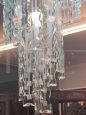 Lampadario anni '70 con pendenti a spirale in vetro sagomato