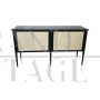 Credenza in art déco in legno nero e pergamena                            