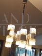 Lampadario di Gaetano Sciolari in vetro e cromo