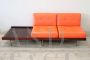 Set di divani Saporiti in ecopelle bianca e arancione, Italia anni '60                            