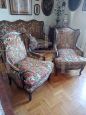 Salotto Bergère con divano e poltrone floreali in stile Luigi XV