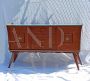 Credenza anni '50 con piano in vetro azzurro