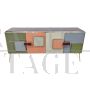 Credenza madia design a 4 ante in vetro multicolore                            