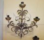 Coppia di appliques vintage fiorentine in metallo brunito                            