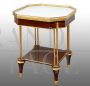 Tavolino antico ottagonale Napoleone III in mogano, marmo e bronzo