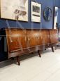 Credenza sideboard italiana con piano in vetro bordeaux, anni '60