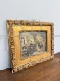 Romberg - Dipinto antico olio su carta con scena di vita quotidiana, XIX secolo                            
