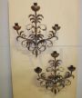 Coppia di appliques vintage fiorentine in metallo brunito