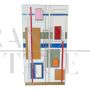 Armadio design rivestito in vetro multicolore e con interni illuminati                            