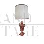 Lampada abat-jour in porcellana smaltata rossa e oro                            