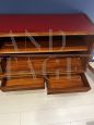 Credenza sideboard italiana con piano in vetro bordeaux, anni '60