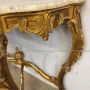 Monumentale console con specchio antica romana in foglia oro
