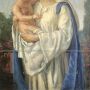 Antico dipinto Madonna con bambino olio su tela, firmato e datato