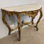 Monumentale console con specchio antica romana in foglia oro                            