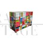 Comò a 4 cassetti in vetro colorato con dettagli in ottone