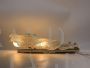 Coppia di lampade applique a foglia in vetro di Murano acidato, attr. Barovier