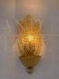 Applique lampada da parete in vetro di Murano dorato, attr. Barovier