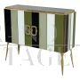 Credenza a due ante in vetro di Murano nei toni del verde                            