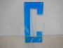 Lettera C in vetro azzurro, anni '80                            