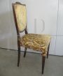 Set di 7 sedie anni '60 stile Impero imbottite in broccato giallo ocra