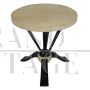 Tavolino basso rotondo in stile Art Déco con piano in pergamena                            