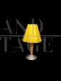 Coppia di lampade abat-jour vintage in vetro di Murano giallo e legno                            