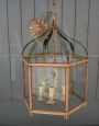 Lanterna vintage in vetro  e legno laccato