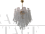 Lampadario con steli in vetro di Murano firmato Barbini, anni '70                            