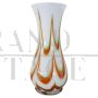 Vaso in vetro artistico di Murano bianco e arancione, anni '60