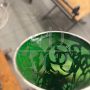 Trittico di vasi liberty in vetro verde e argento anni '30                            