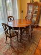Set tavolo ovale allungabile con intarsi + 4 sedie dell'800