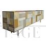 Grande credenza bassa rivestita in vetro colorato                            