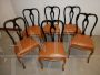 Set di 6 sedie anni '50 imbottite stile Chippendale 