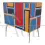 Credenza a due ante in stile vintage in vetro multicolor