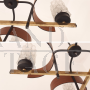 Lampadario stile Stilnovo anni '60 in legno curvato e ottone