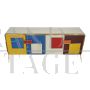 Credenza stile vintage in vetro colorato con maniglie illuminate