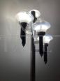 Piantana lampada in vetro di Murano e metallo cromato anni '70 a cinque luci