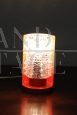 Lampada design italiana in vetro rostrato e metallo arancione, anni '50
