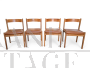 Set di 4 sedie Cassina in faggio e pelle marrone, Italia anni '70                            