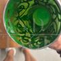 Trittico di vasi liberty in vetro verde e argento anni '30