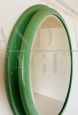 Specchio vintage rotondo in legno massello color verde