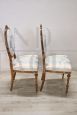 Coppia di sedie imbottite antiche in legno di faggio, inizi XX secolo