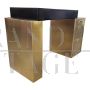 Scrivania design in ottone e legno nero con cassettiera