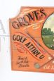 Insegna pubblicitaria vintage di articoli per golfisti, dipinta a mano su legno